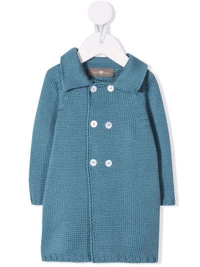 Little Bear Babies' Wool-knit Double-breasted Coat In 蓝色