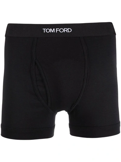 Tom Ford Logo-waistband Boxer Briefs In Black