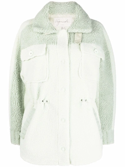 Urbancode Faux-fur Button-up Coat In Green