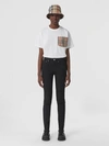 Burberry Women White Jersey Checked Twill-trimmed Cotton-jersey T-shirt Tee Shirt In White