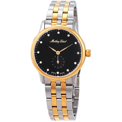 Mathey-tissot Edmond Metal Crystal Black Dial Ladies Watch D1886mbn In Two Tone  / Black / Gold Tone / Yellow