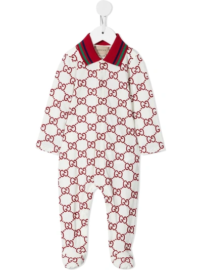 Gucci Monogram-print Cotton Pajamas In White