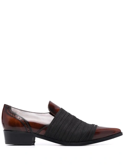 Stefan Cooke Strap-embellished Pointed-toe Loafers In Brown