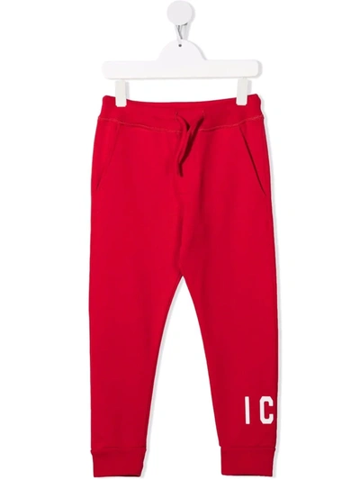 Dsquared2 Teen Logo-print Cotton Track Trousers In Red