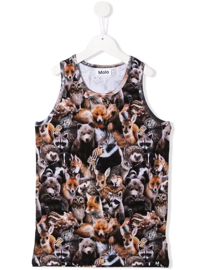 Molo Teen Animal-print Tank Top In Brown