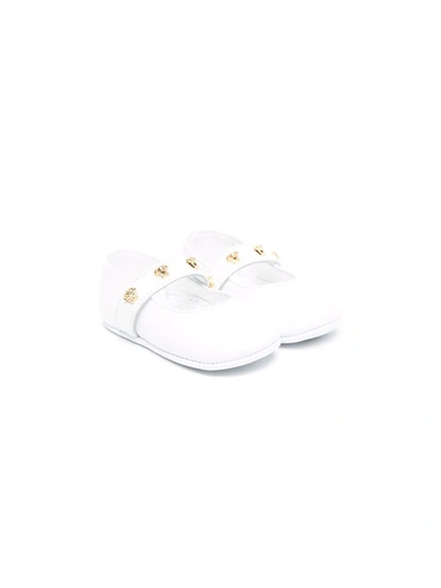 Versace Babies' Medusa Stud Ballerina Shoes In White