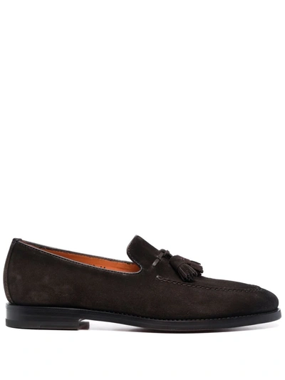 Santoni Tassel-detail Loafers In Braun