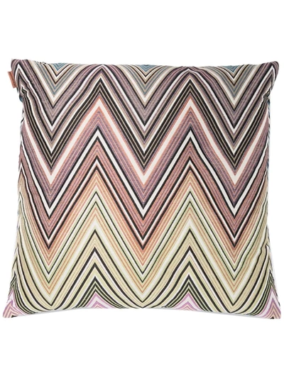 Missoni Zig-zag Embroidered Cushion In Blue