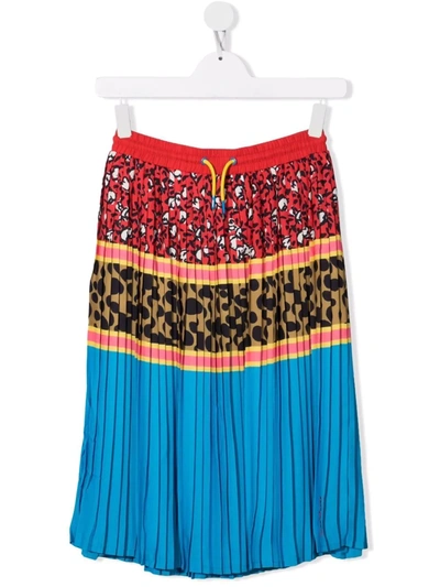 The Marc Jacobs Teen Multi-pattern Pleated Mini Skirt In Blue