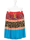 Marc Jacobs Teen Multi-pattern Pleated Mini Skirt In Blue