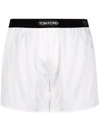 Tom Ford White Crewneck T-shirt With Tf Embroidery In Lyocell And Cotton Blend Man In 白色
