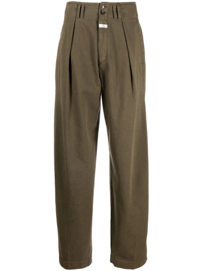 Etro Pleat-detail High Waisted Trousers In Green