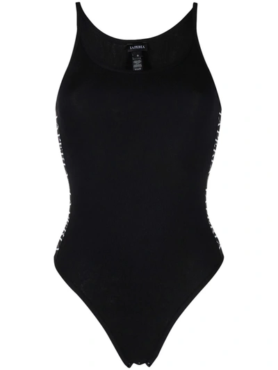 La Perla Comfort Zone Side Logo Thin Strap Bodysuit In Black
