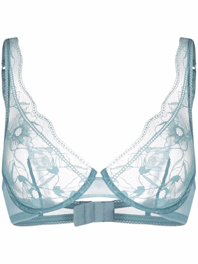 La Perla Floral Lace Underwired Bra In Blue