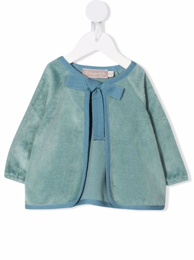 La Stupenderia Babies' Bow-tie Textured Jacket In 蓝色