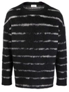 Saint Laurent Pullover With Interrupted Stripe Motif In Black