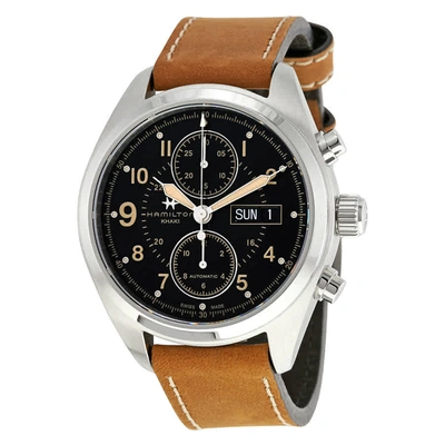 Hamilton Khaki Field Automatic Chronograph Mens Watch H71616535 In Beige,black,brown,silver Tone