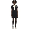 RED VALENTINO BLACK FRISOTTINE COLLAR DRESS