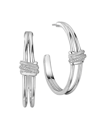 Judith Ripka Women's Eternity Sterling Silver & Diamond Highway Hoop Earrings