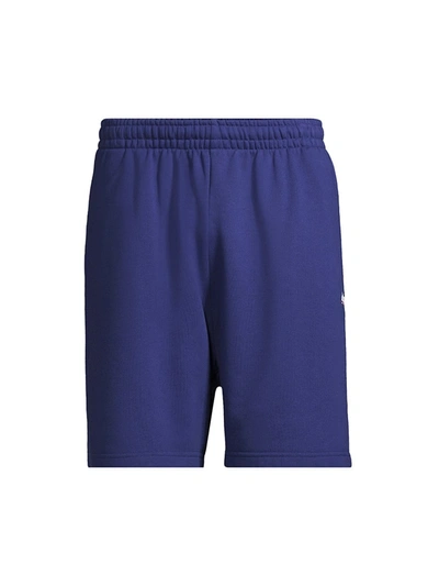 Balenciaga Campaign Logo-embroidered Sweat Shorts In Blue