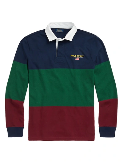 Ralph Lauren Classic Fit Polo Sport Rugby Shirt In Cruise Navy Multi