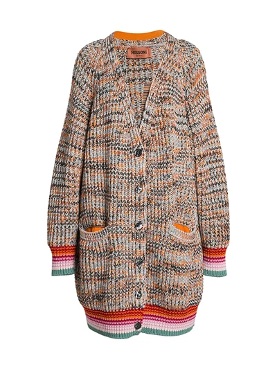 Missoni Long Wool Cardigan In Multi-colour
