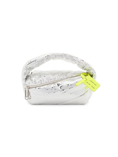Off-white Pump Pouch Disco Woven Shoulder Bag In Silver