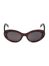 Celine 53mm Cat Eye Sunglasses In Shiny Dark Havana/ Smoke