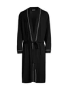Eberjey William Lightweight Jersey Knit Robe In Black/ivory
