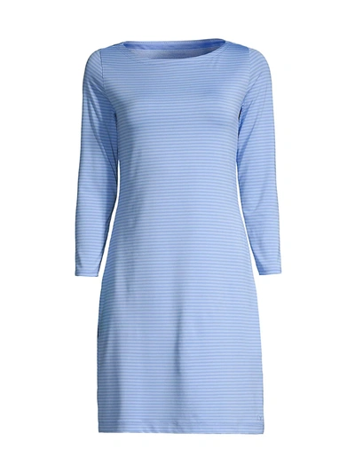 Vineyard Vines Sankaty Long Sleeve Boatneck Shift Dress In Bayside Stripe
