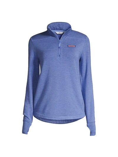 Vineyard Vines Three-quarter Zip Jacket In Bayside Blue Heather