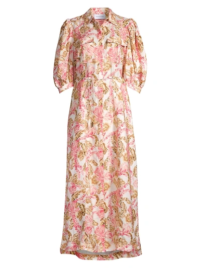 floral high low midi dress Stormi Mesh Floral Midi Dress