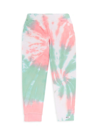 Worthy Threads Kids' Little Girl's & Girl's Tie-dye Joggers In Coral Green