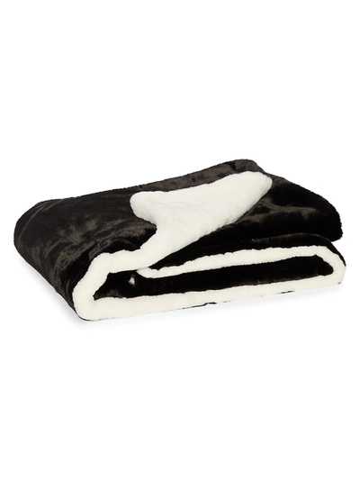 Apparis Ash Faux Fur Blanket In Noir Ivory
