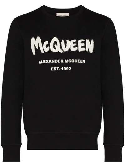 Alexander Mcqueen Graffiti Logo-print Cotton Sweatshirt In Black Multi