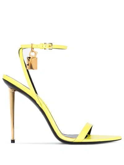 Tom Ford Yellow Padlock 105 Leather Sandals In U2018