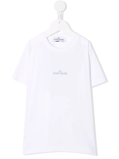 Stone Island Junior Kids' Logo Crew-neck T-shirt In White