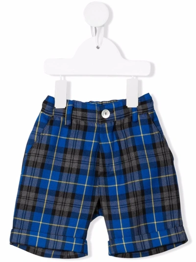 Mariella Ferrari Babies' Check-print Knee-length Shorts In Blue