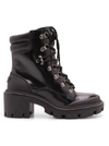 Tory Burch Leather And Rubber Ankle Boots With Tracked Sole In Black