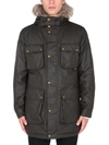 Belstaff Pathmaster Logo-appliquéd Faux Fur-trimmed Padded Waxed-cotton Parka In Verde