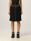 Moschino Draped Chain Cotton Fleece Skirt In Black