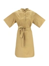 BURBERRY ABBIE - SMOCK STITCH COTTON TWILL DRESS WITH GRAPHIC LOGO,8041785 A1366