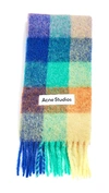 Acne Studios Womens Blue Green Orange Vally Checked Wool Scarf