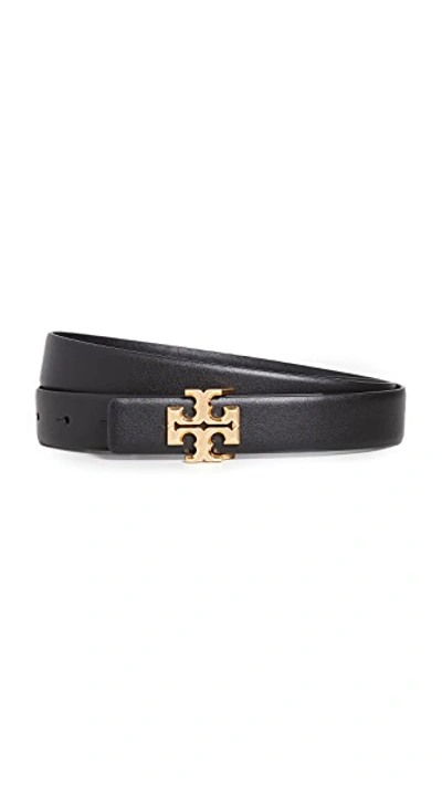 Tory Burch Black Leather Belt With Logo Buckle