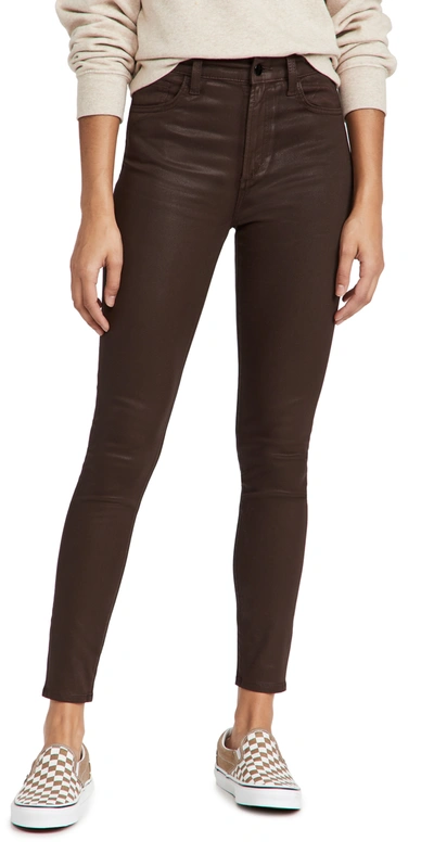 Joe's Jeans The Charlie High Rise Ankle Skinny Jeans In Dark Cocoa In Brown