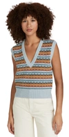 Veronica Beard Helenka Intarsia Merino Wool-blend Tank