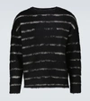 Saint Laurent Pullover With Interrupted Stripe Motif In Black