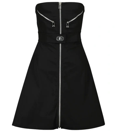 Bottega Veneta Zip-through Stretch-nylon Minidress In Nero