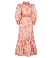 ZIMMERMANN CONCERT FLORAL LINEN AND SILK GOWN,P00591845