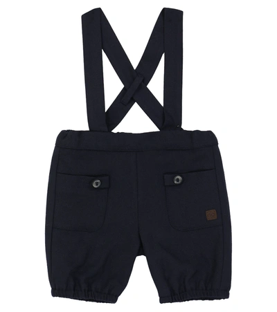 Tartine Et Chocolat Babies' Chenille-texture Crossover-straps Dungarees In Navy